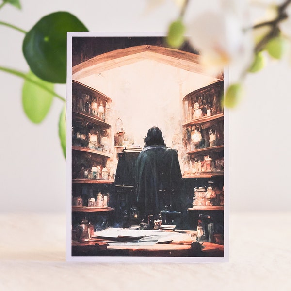 Wizarding Professor in his study with vials and potions | Wizard Wall Decor Wizard Poster Wall Art Wizarding Nursery Wizard Poster Wizard