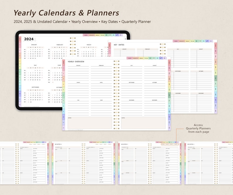 Digital Planner, GoodNotes Planner, iPad Planner, Notability Planner, Daily Weekly Monthly Digital Planner, 2024 2025 + Undated Planner