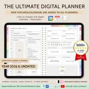 Digitale planner voor GoodNotes, 2026, ongedateerd, iPad Notability Planner (digitale download)