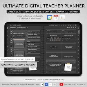 Teacher Digital Planner, Digital Teacher Planner, 2025 2026 Undated Planner, Goodnotes Planner, Notability iPad Planner, Academic Planner