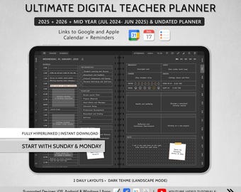 Teacher Digital Planner, Digital Teacher Planner, 2025 2026 Undated Planner, Goodnotes Planner, Notability iPad Planner, Academic Planner