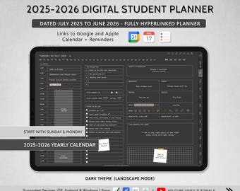 Digital Student Planner 2025-2026 Academic Planner, Lesson Planner, Homeschool Planner, Goodnotes iPad Samsung Noteshelf Android Planner