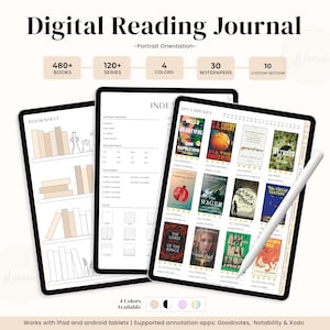 Digitales Lesetagebuch, Digitaler Leseplaner, Goodnotes-Lesetagebuch, Lesetracker, Buchtracker, Buchjournal Digitale Buchbesprechung