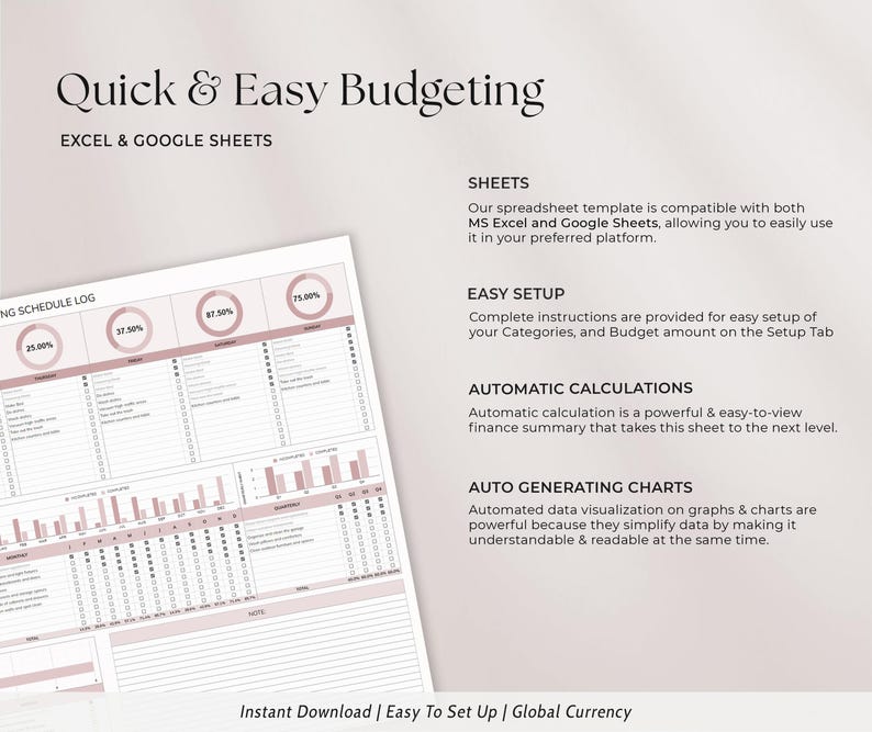 Excel Cleaning Planner and Google Sheets Template – Cleaning Tracker with Weekly Checklist, Monthly Organizer, and Yearly Chore Chart – Keep your home spotless and tasks on track with this editable digital cleaning schedule