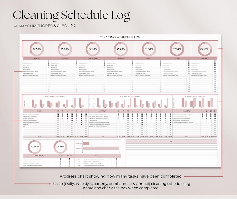 Google Sheets Chore Planner Template – Weekly Cleaning Checklist, Monthly Cleaning Organizer, and Excel House Chore List – Downloadable Cleaning Schedule and Tracker to Keep Your Home Spotless All Year Long