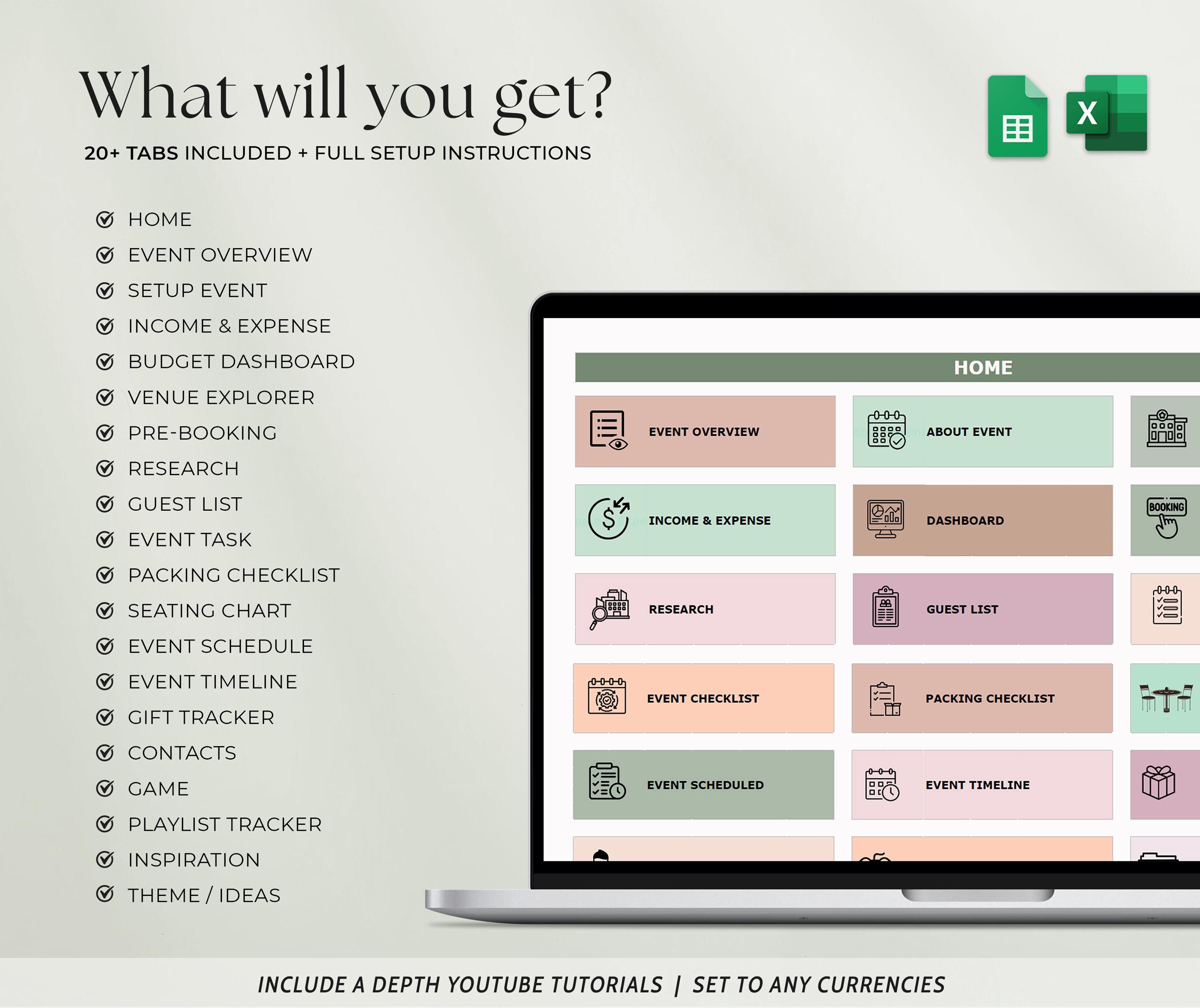 Event Planner Template Google Sheets Digital Event Planner Excel ...