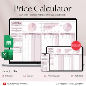 Pricing Calculator Spreadsheet, Small Business Google Sheet Template, Product Pricing Calculator, Pricing Guide, Handmade Pricing Worksheet