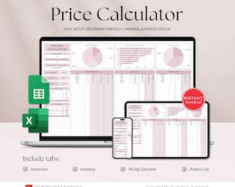 Pricing Calculator Spreadsheet, Small Business Google Sheet Template, Product Pricing Calculator, Pricing Guide, Handmade Pricing Worksheet