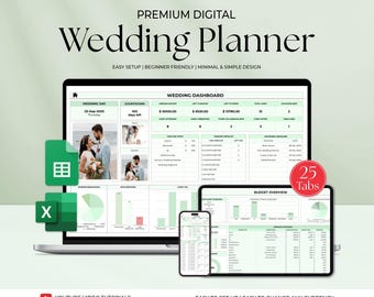 Wedding Planner Spreadsheet, Digital Wedding Budget Planner, Wedding Checklist Google Sheets Excel, Wedding Budget Template, Wedding Planner