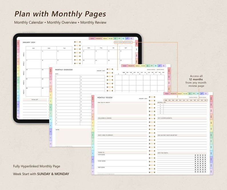 Digital Planner, GoodNotes Planner, iPad Planner, Notability Planner, Daily Weekly Monthly Digital Planner, 2024 2025 + Undated Planner