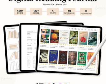 Digital Reading Journal, Digital Reading Planner, Reading Digital Planner, Goodnotes, Reading Tracker, Book Review, Reading Log, Bookshelf