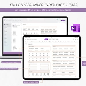 OneNote Digital Planner, 2024 2025 Digital Planner, Hyperlinked OneNote Planner-iPad, Android, Windows, PC, MacBook, Surface pro, Computer