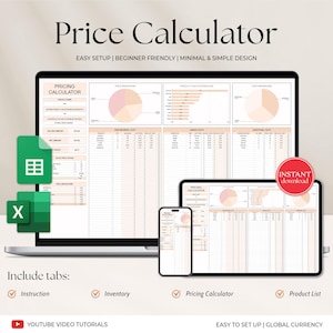 Pricing Calculator Spreadsheet, Small Business Google Sheet Template, Product Pricing Calculator, Pricing Guide, Handmade Pricing Worksheet
