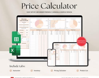 Hoja de cálculo para calcular precios, plantilla de hoja de cálculo de Google para pequeñas empresas, calculadora de precios de productos, guía de precios, hoja de cálculo de precios artesanal