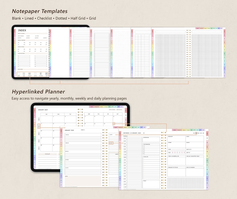 Digital Planner, GoodNotes Planner, iPad Planner, Notability Planner, Daily Weekly Monthly Digital Planner, 2024 2025 + Undated Planner