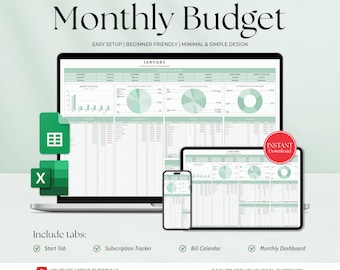 Sjabloon maandbudget Google Spreadsheets Excel-sjabloon budgetplanner Financiëntracker Budgetspreader Kostentracker financiële planner