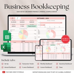 Small Business Bookkeeping Template Excel Bookkeeping Google Sheets Business  Income Expense Tracker Sales Tracker Accounting Template