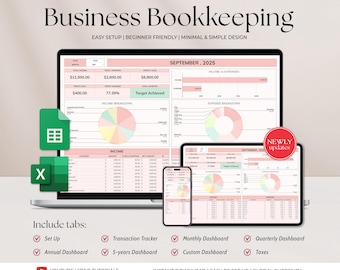 Small Business Buchhaltung Vorlage Excel-Buchhaltung Google Sheets Business Income Expense Tracker Umsatz-Tracker Buchhaltungsvorlage