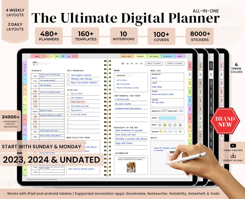 Digital Planner, Goodnotes Planner, iPad Planner, Notability Planner, Dated Digital Planner, 2023 Digital Planner, Daily Digital Planner