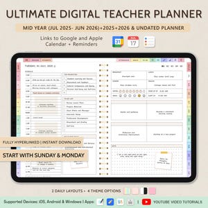 Digital Teacher Planner 2025 2026 Planner & Undated  Academic Planner, Lesson Planner, Homeschool Planner, Goodnotes iPad Samsung Noteshelf