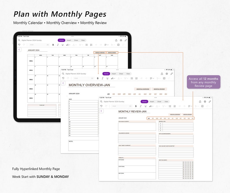 Hyperlinked OneNote Planner 2024 2025 & Undated, OneNote Digital Planner, Daily Planner, Weekly Monthly, OneNote Templates, OneNote Calendar