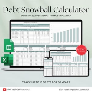 Debt Snowball Spreadsheet Calculator Google Sheets Debt Payoff Tracker Spreadsheet Excel Personal Finance Debt Planner Excel Finance Planner