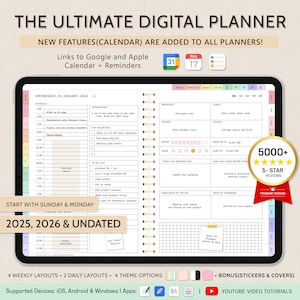 Digital Planner, GoodNotes Planner, iPad Planner, Notability Planner, Daily Weekly Monthly Digital Planner, 2025 2026 + Undated Planner