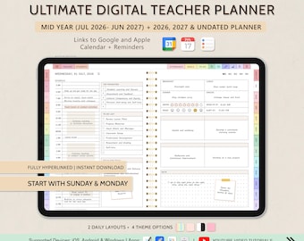 Digital Teacher Planner 2026 2027 Planner & Undated  Academic Planner, Lesson Planner, Homeschool Planner, Goodnotes iPad Samsung Noteshelf