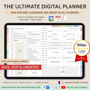 GoodNotes用デジタルプランナー、2026年・2027年版（日付なし）、iPad Notabilityプランナー対応（デジタルダウンロード）
