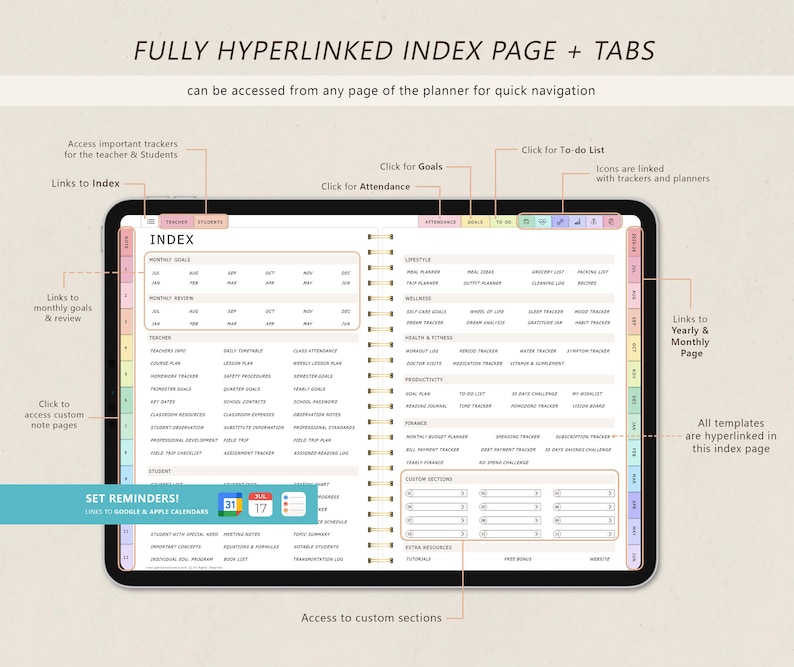 Digital Teacher Planner 2025 2026 Planner & Undated Academic Planner ...