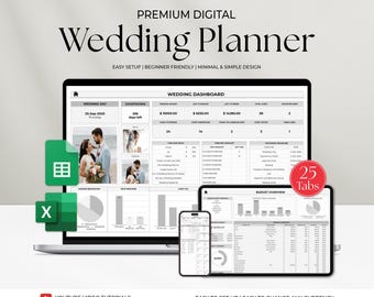 Wedding Planner Spreadsheet, Digital Wedding Budget Planner, Wedding Checklist Google Sheets Excel, Wedding Budget Planner, Wedding Planning