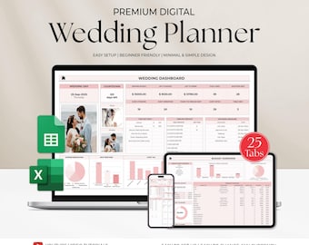 Wedding Planner Spreadsheet, Digital Wedding Budget Planner, Wedding Checklist Google Sheets Excel, Wedding Budget Planner, Wedding Template