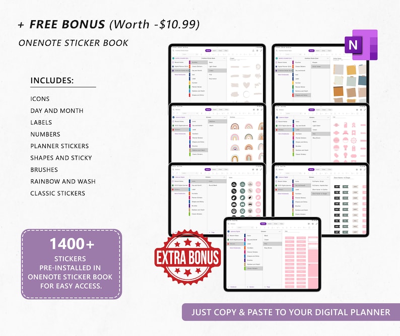 OneNote Digital Planner 2024 ipad windows Samsung, Digital journal, daily planner planner digital Dated Hyperlinked Weekly Monthly