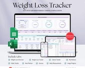 Weight Loss Tracker Spreadsheet Google Sheets Excel Weight loss Tracker Daily Weekly Weight Loss Journal Health and wellness planner