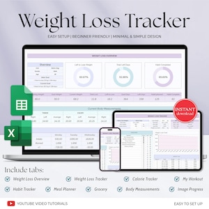 Gewichtsverliestracker Spreadsheet Google Spreadsheets Excel Gewichtsverliestracker Dagelijks Wekelijks Gewichtsverliesdagboek Gezondheids- en welzijnsplanner