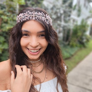 Kayla Pink Wedding Flower Hair Vine, Bridal Hair Vine Headband, Women Floral Headpiece, Floral Wedding Festivals Photo Props Headpiece