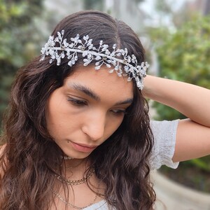 Kayla White Wedding Flower Hair Vine, Bridal Hair Vine Headband, Women Floral Headpiece, Floral Wedding Festivals Photo Props Headpiece