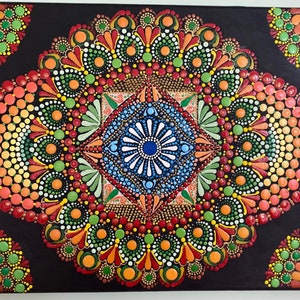 Customized Mandala | Hand-Painted Dot Mandala | Round Canvas | Mandala | Wall Hanging Mandala | Mandala Art | Dot Art | Dot Painting
