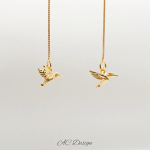 Hummingbird Earrings • Bird Earrings • Gold Threader Earrings • Hummingbird Jewelry •Spring Earrings • Gifts for Her•Mother’s Day Gift
