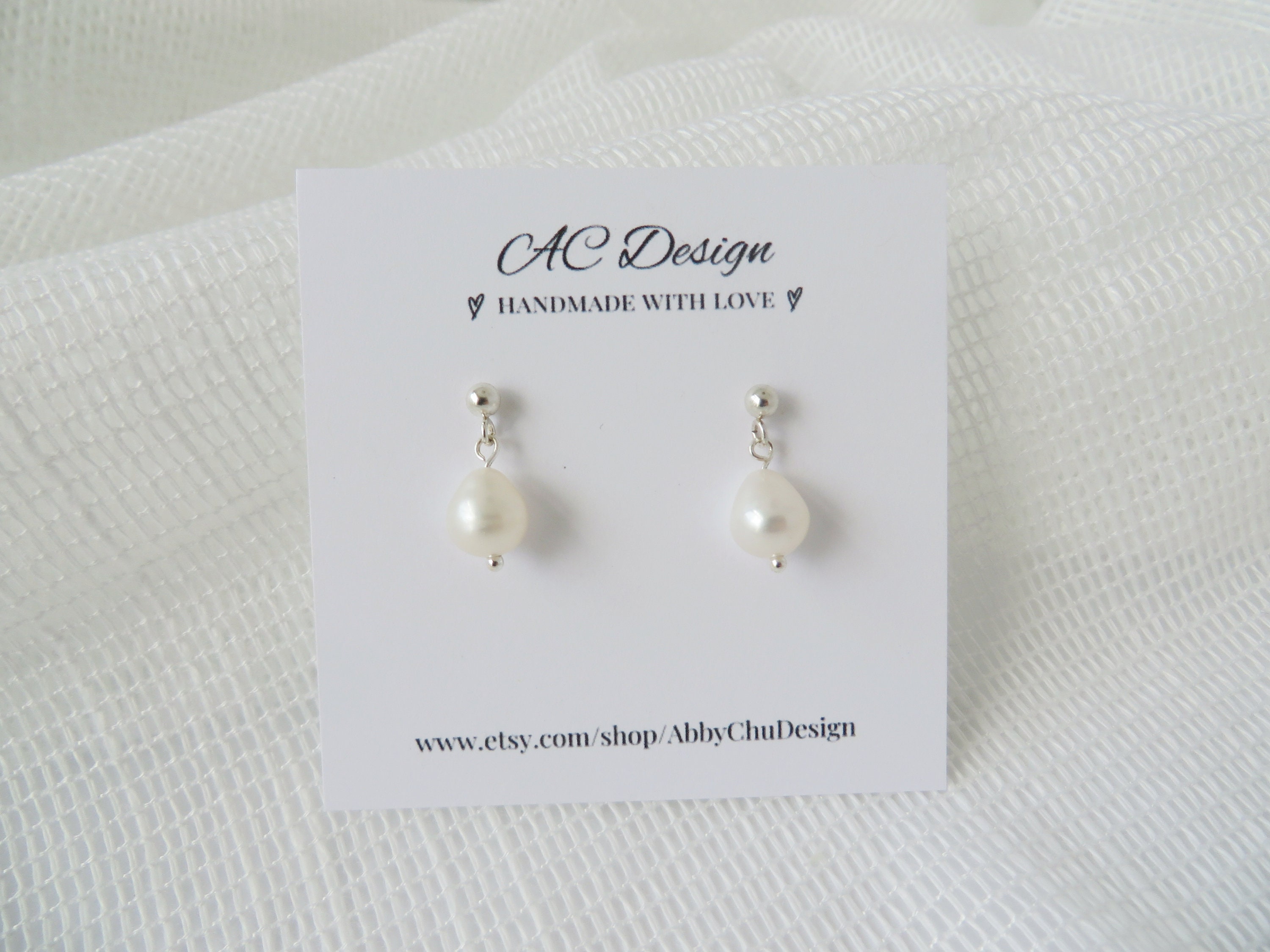 Simple Pearl Earrings Pearl Stud Earrings Pearl Earrings Etsy