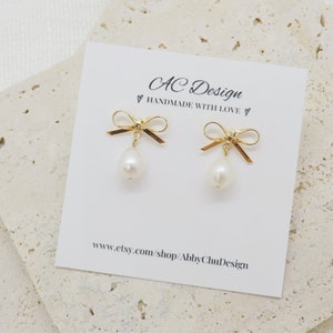 bow pearl earrings • pearl stud earrings • pearl jewelry • teardrop pearls • Valentine’s Day gift • anniversary gift • birthday gift