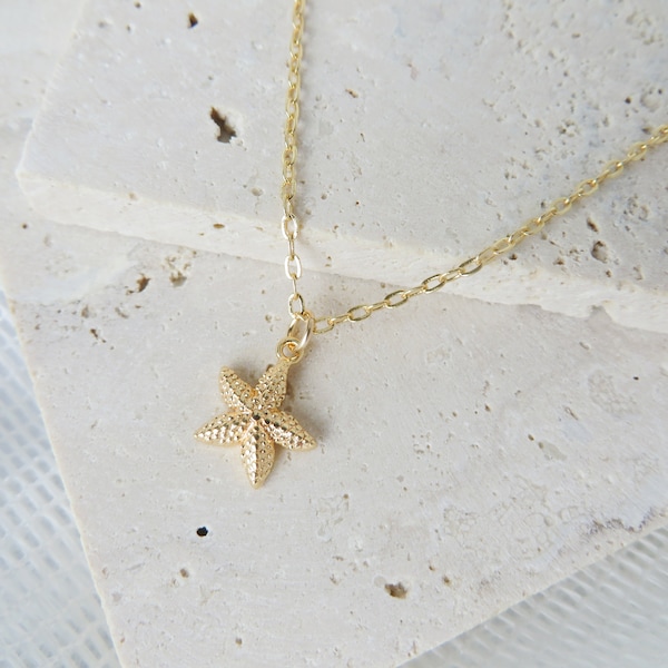 Starfish Necklace, Gold Starfish Necklace, Starfish Jewelry, Beach Necklace, Ocean Jewelry, Gold Jewelry Summer, Nickel Free, Tiny Starfish