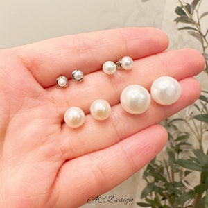 Pearl Stud Earrings, Pearl Silver Earrings, Freshwater Pearl Earrings, Pearl Jewelry, Simple Pearl Earrings, Daily Wear, Bridesmaid Earrings