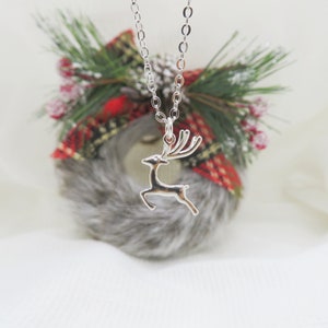 Christmas Necklace, Christmas Reindeer Necklace, Holiday Hoop Earrings, Gold Reindeer Necklace, Silver Reindeer Necklace, Christmas Gift
