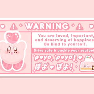 Cute Affirmation Car Warning Sticker | Car Decal, Airbag Label, Pink Kawaii Car Accessories | Waterproof Matte Vinyl Sticker | For Car Visor