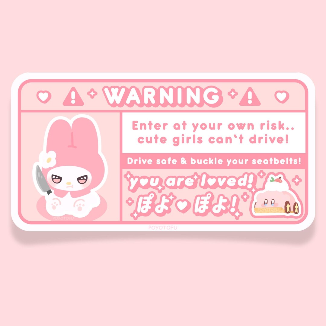 Pink Bunny Cute Car Warning Sticker | Car Decal, Airbag Label, Pink ...