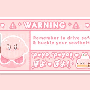 Cute Car Warning Sticker | Car Decal, Pink Kawaii, Airbag Label, Dashboard Car Accessories | Waterproof Matte Vinyl Sticker | For Car Visors