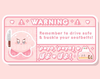 Cute Car Warning Sticker | Car Decal, Pink Kawaii, Airbag Label, Dashboard Car Accessories | Waterproof Matte Vinyl Sticker | For Car Visors