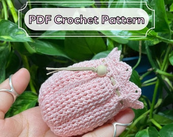 PDF crochet pattern, mini drawstring bag or pouch. Lace Drawstring Bag #2