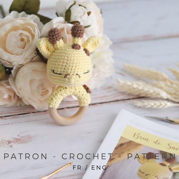 Patron crochet - Hochet girafe | fille et garçon | PDF - Français, English pattern | cadeau bébé - jouet | amigurumi PDF